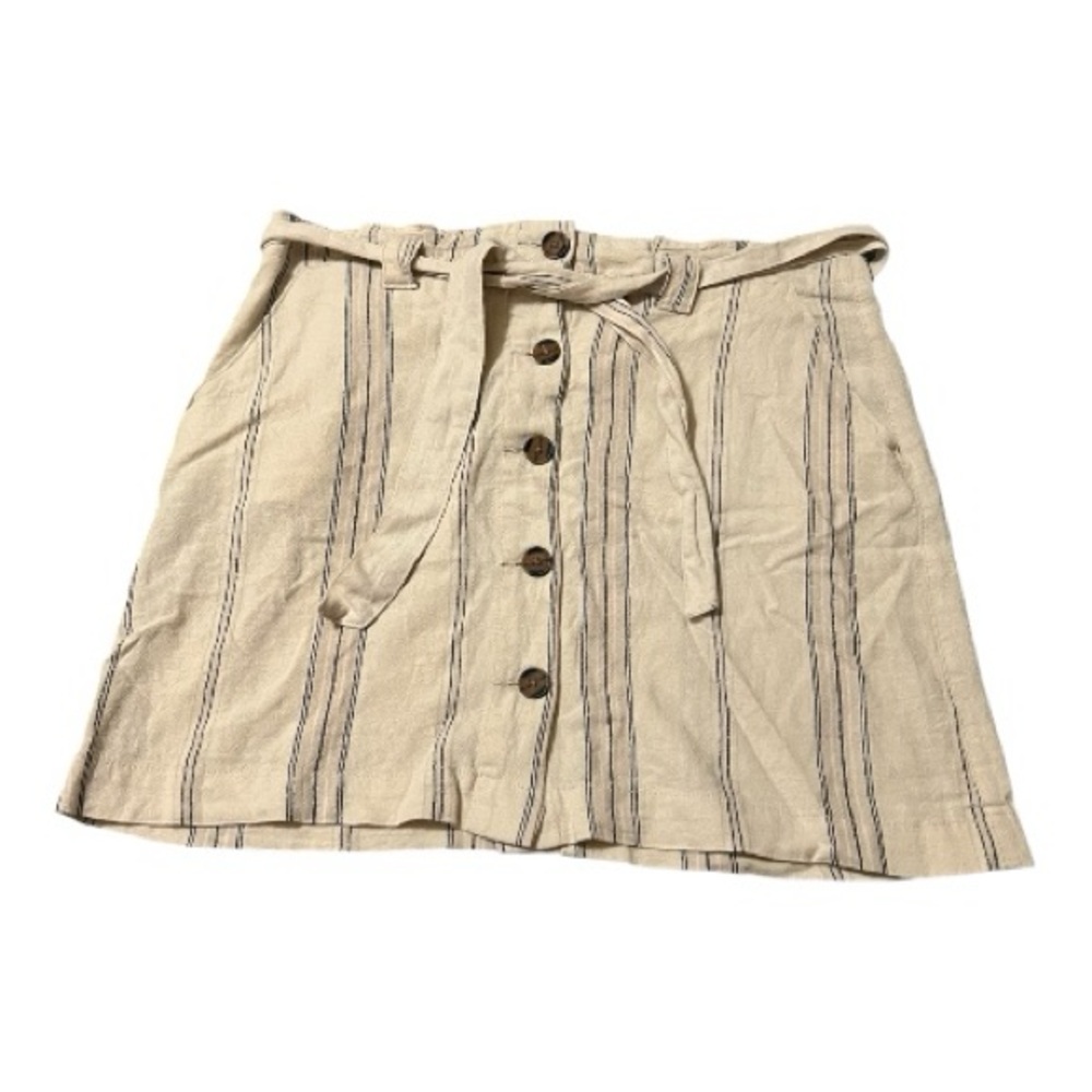Maurices High Rise Linen Skirt Size 10 Cream Black Striped NWT